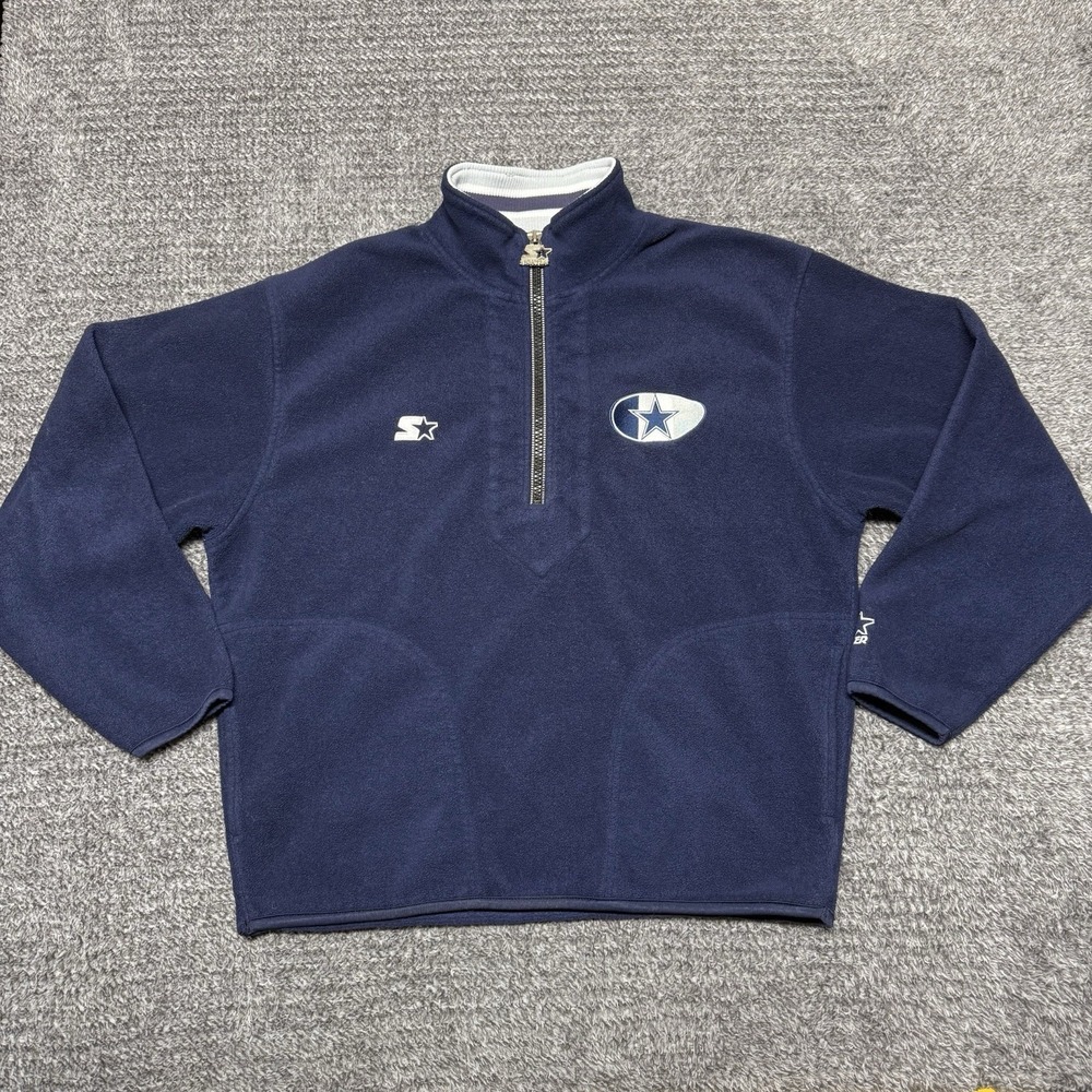 Vintage Dallas Cowboys Starter Pro Line NFL 1/4 Zip Pullover Fleece Jacket Sz M